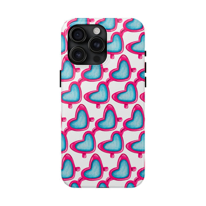 Pink Heart Shaped Sunglasses Watercolor Illustrated Tough Phone Case | Various Models iPhone 15 Pro Max