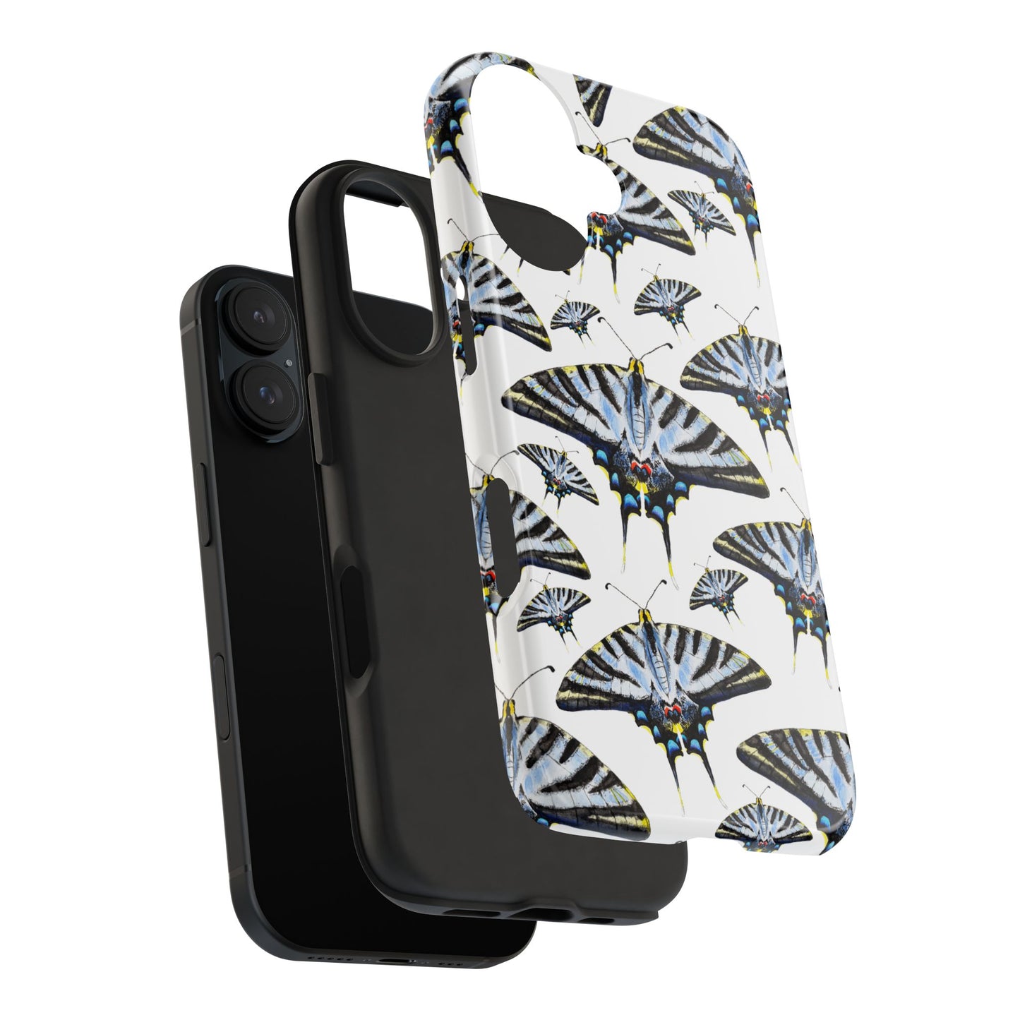 Light Blue Swallowtail Butterflies Watercolor Illustrated Pale Blue Tough Phone Case | Various Models