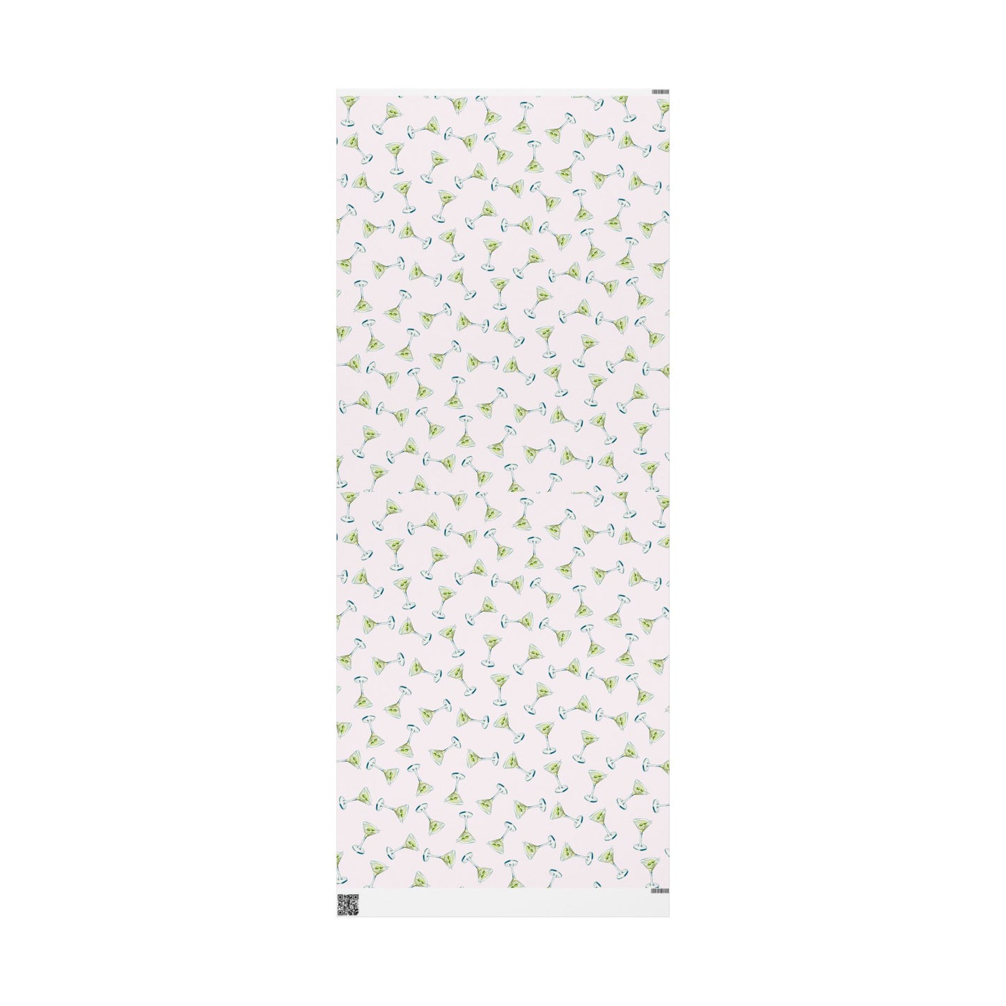 Gift Wrap | Blush Pink Watercolor Martini Tossed Pattern | Matte or Glossy 30" x 72" Matte