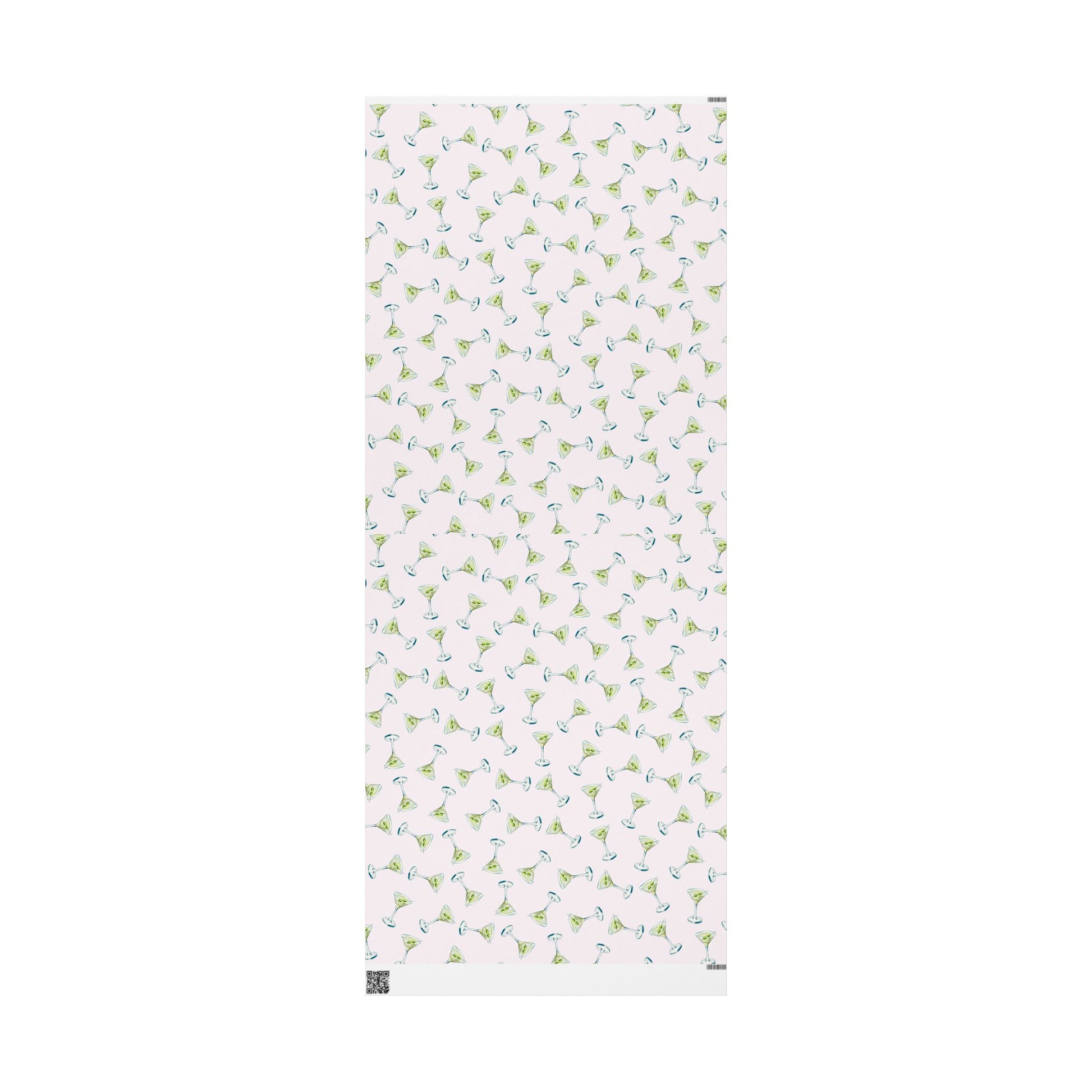 Gift Wrap | Blush Pink Watercolor Martini Tossed Pattern | Matte or Glossy 30" x 72" Matte