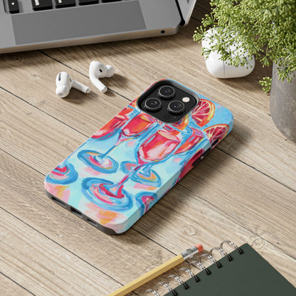 Pink Blood Orange Mimosas Blue Champagne Flute Acrylic Tough Phone Case | Various Models Available