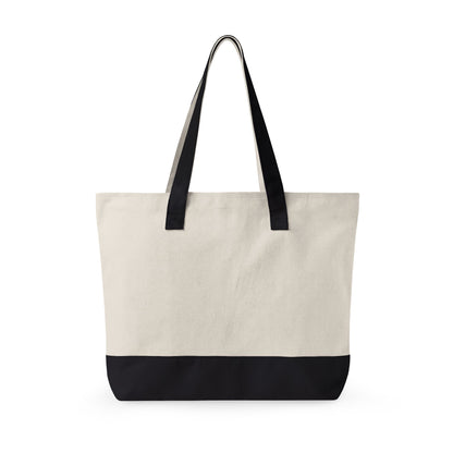 Navy Blue Cowboy Boot Watercolor Printed Zippered Canvas Tote 18" x 14" | Various Colors