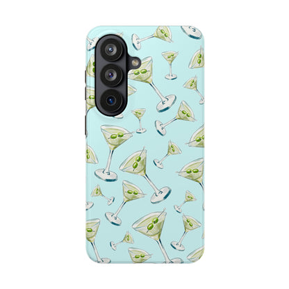 Watercolor Blue and Green Martinis Tossed Illustrated Pattern Turquoise Blue Tough Phone Case | Various Models