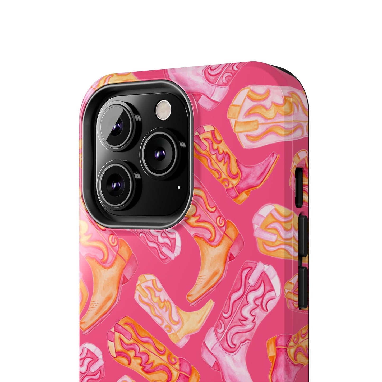 Tossed Hot Pink & Orange Watercolor Cowboy Boots Hot Pink Tough Phone Cases | Various Models