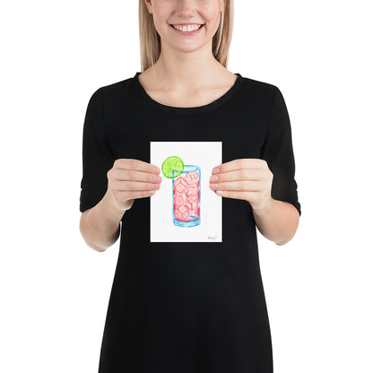 Print | Watercolor Pink Sea Breeze Cocktail 5″×7″