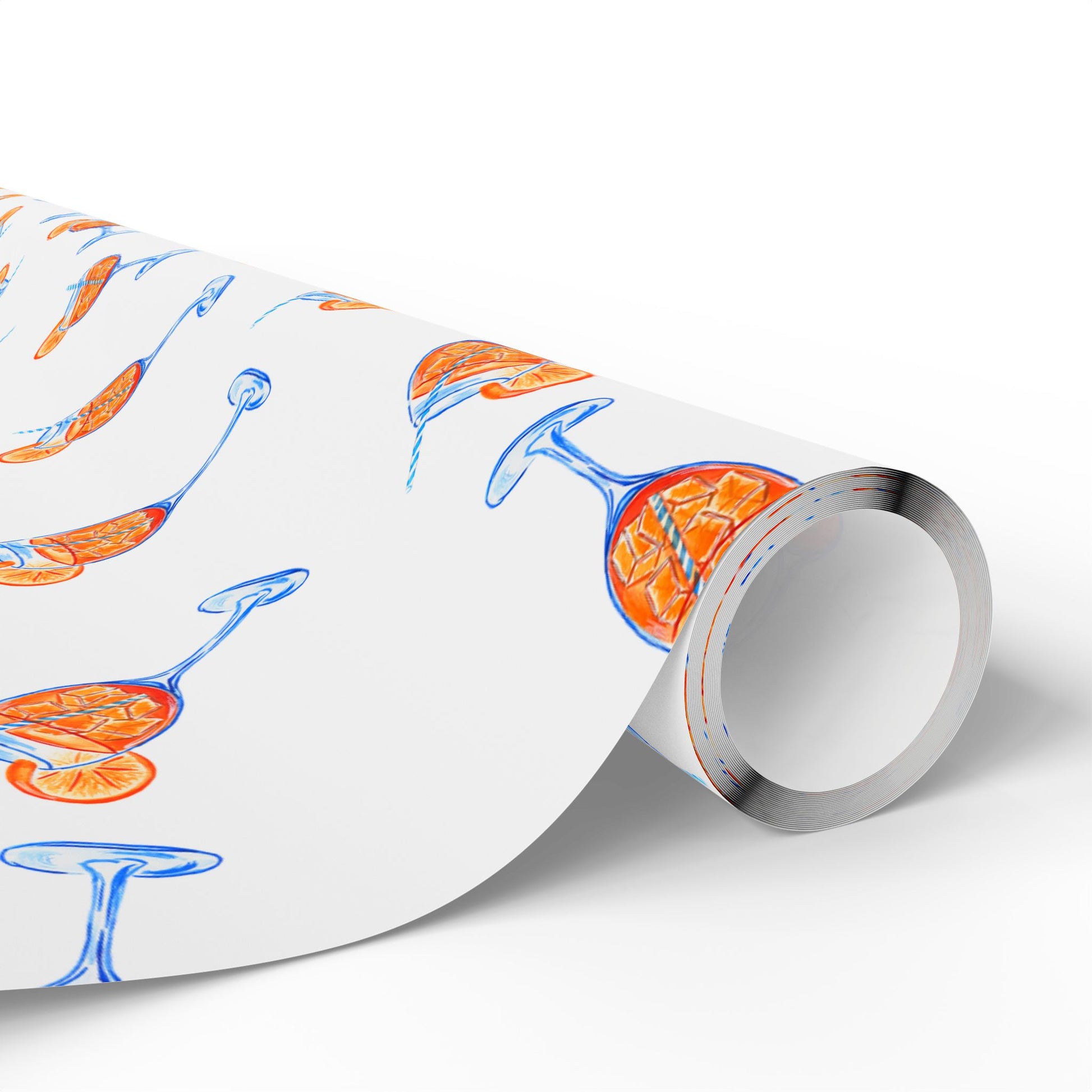 Aperol Spritz Gift Wrap Tossed Pattern | Matte or Glossy