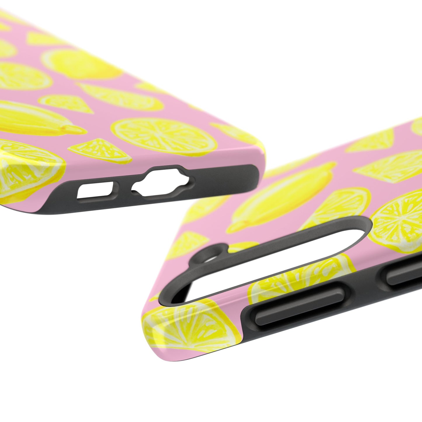 Bright Yellow Lemons Watercolor Illustrated Tossed Pattern Light Pink Tough Phone Case | Various Models