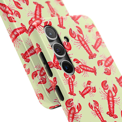 Red Lobster Watercolor Illustrated Tossed Pattern Light Yellow Tough Phone Case | Various Models