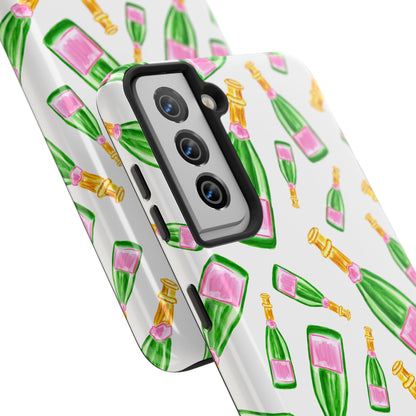 Copy of Tossed Pink and Green Watercolor Illustrated Champagne Bottles Pattern Tough Phone Case | Various Models