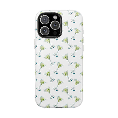 Martini Watercolor Illustrated Tossed Pattern Tough Phone Case | Various Models Available iPhone 16 Pro Max