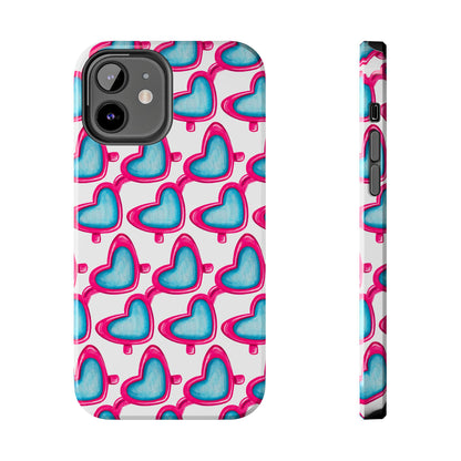 Pink Heart Shaped Sunglasses Watercolor Illustrated Tough Phone Case | Various Models iPhone 12