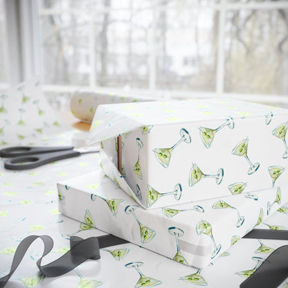 Gift Wrap | Mini Watercolor Martini Tossed Pattern | Matte or Glossy
