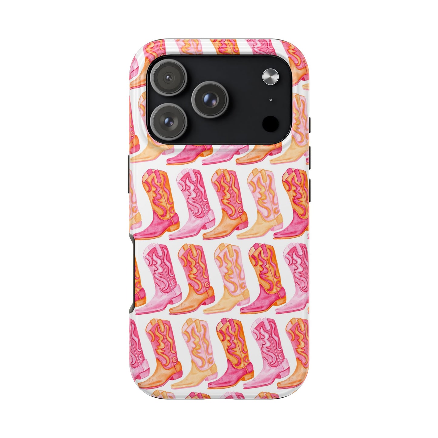 Rows of Hot Pink & Orange Cowboy Boots Tough Phone Cases | Various Models Available