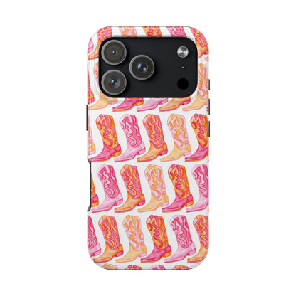 Rows of Hot Pink & Orange Cowboy Boots Tough Phone Cases | Various Models Available