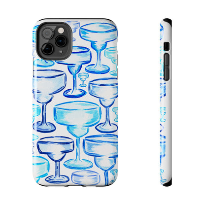 Coastal Shades of Blue Watercolor Margaritas Tough Phone Case | Various Models Available iPhone 11 Pro Max