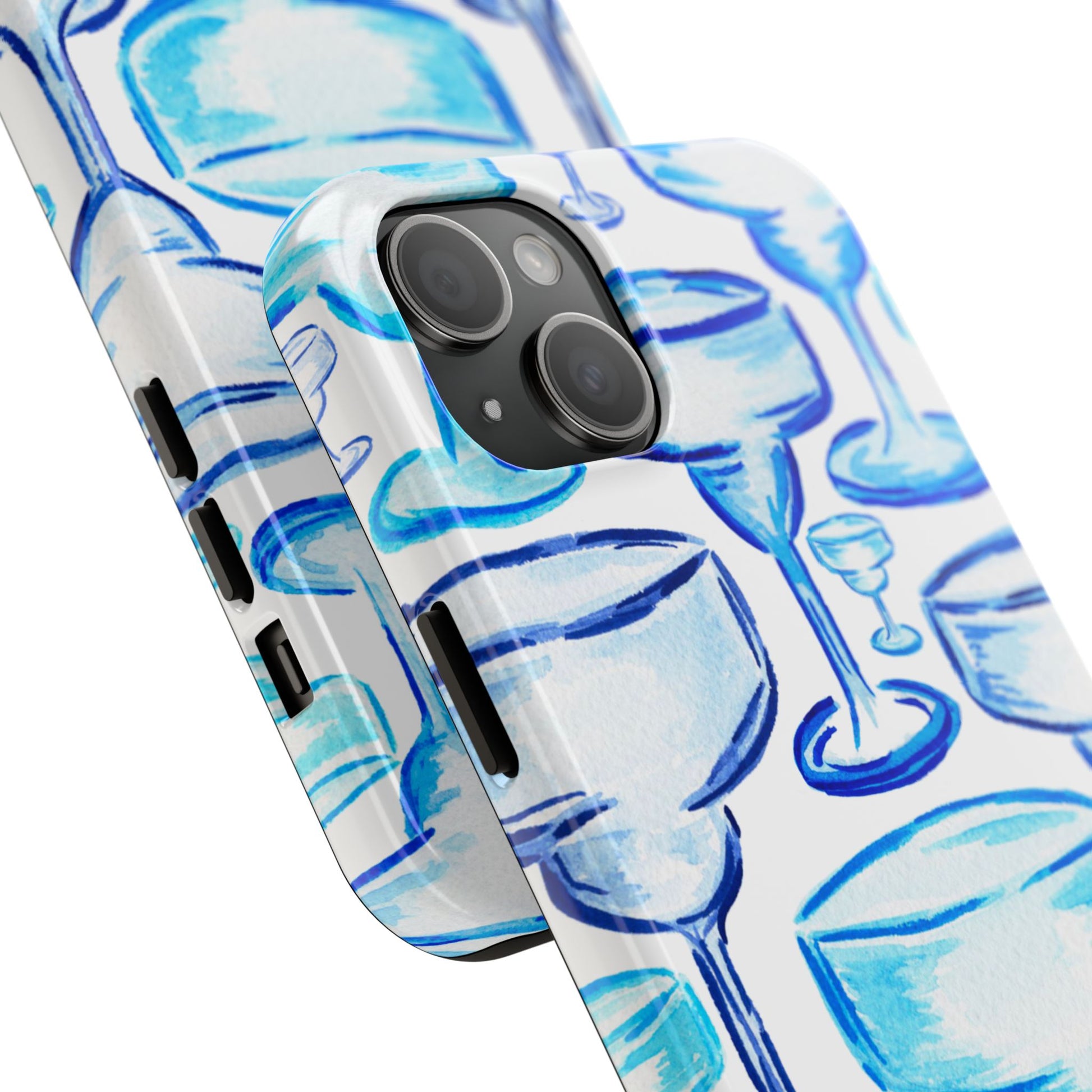 Coastal Shades of Blue Watercolor Margaritas Tough Phone Case | Various Models Available