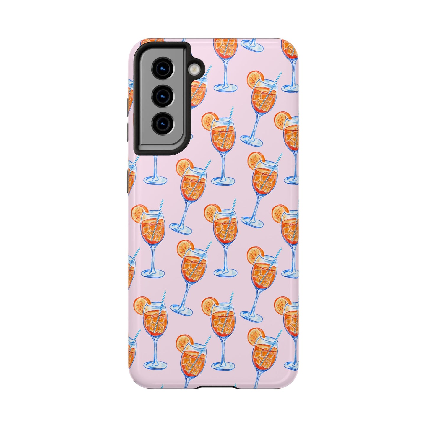 Orange & Blue Aperol Spritz Watercolor Patterned Blush Pink Tough Phone Case | Various Models Samsung Galaxy S21