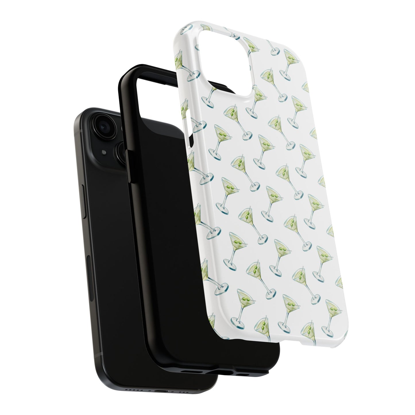 Martini Watercolor Illustrated Tossed Pattern Tough Phone Case | Various Models Available