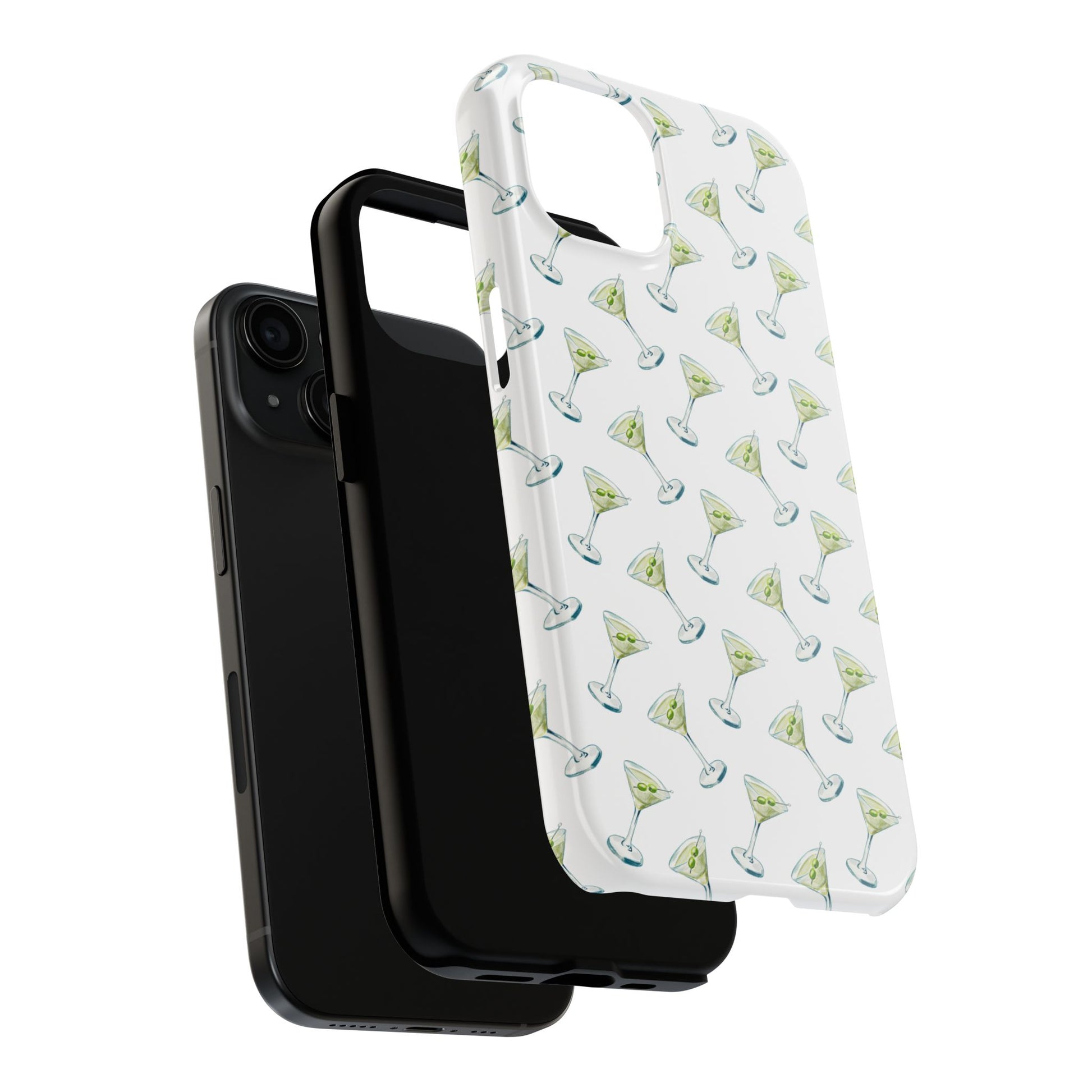 Martini Watercolor Illustrated Tossed Pattern Tough Phone Case | Various Models Available