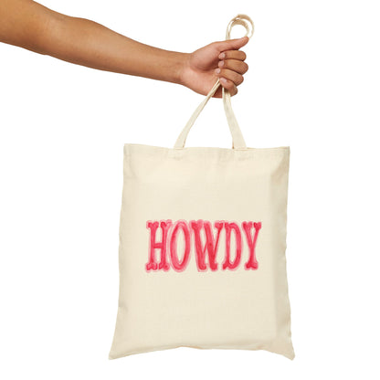 Canvas Tote | Howdy Hot Pink and Light Pink Watercolor Farmers Market Tote | Bachelorette Western Preppy Gift | Coastal Cowgirl