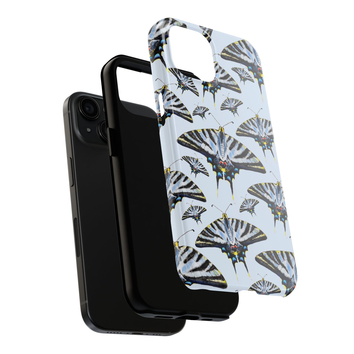 Light Blue Swallowtail Butterflies Watercolor Illustrated Pale Blue Tough Phone Case | Various Models