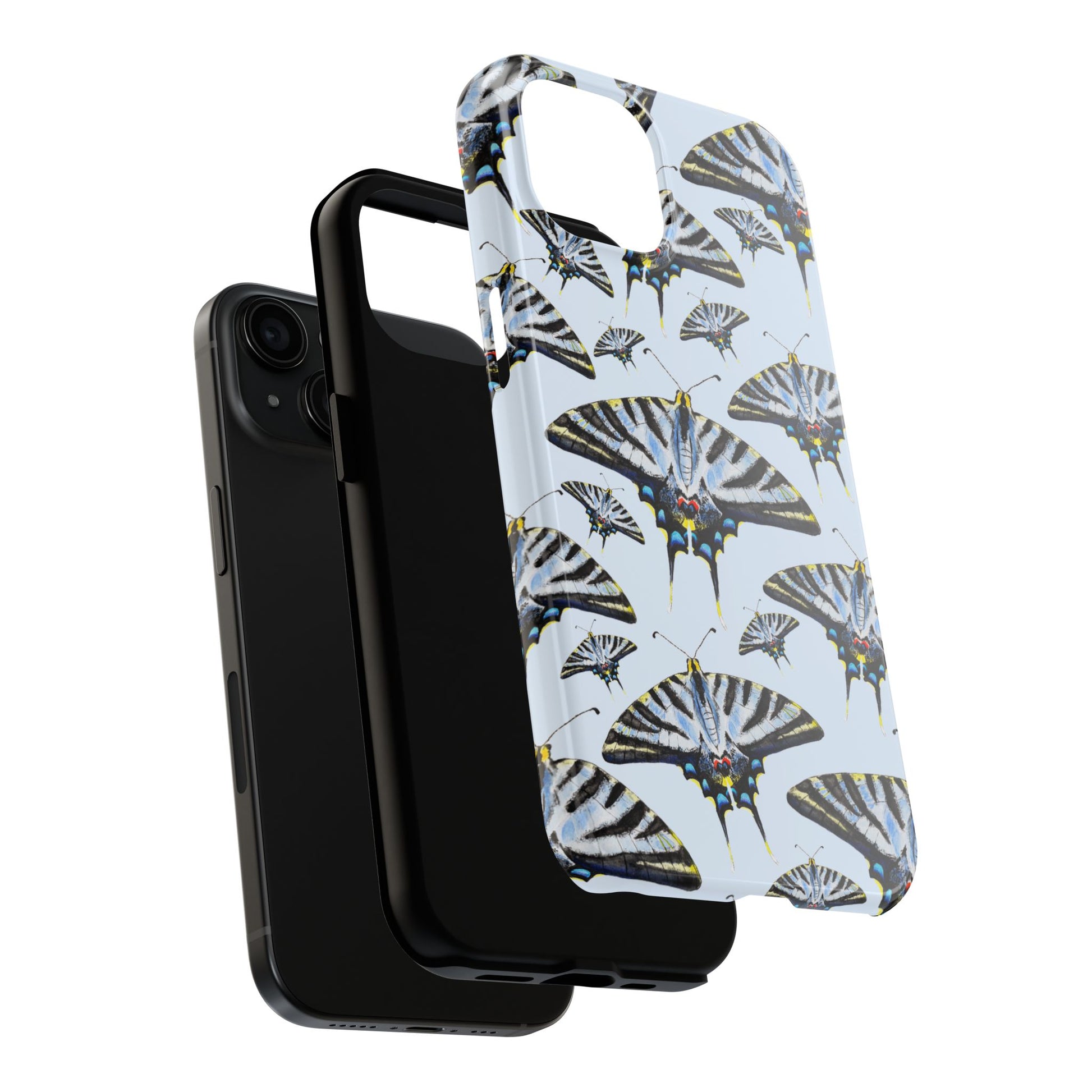 Light Blue Swallowtail Butterflies Watercolor Illustrated Pale Blue Tough Phone Case | Various Models