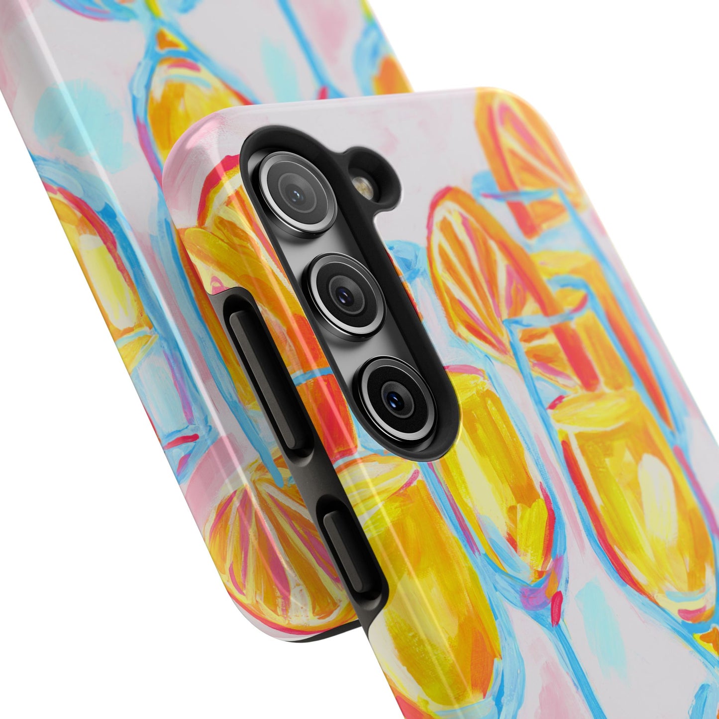 Pink Orange Mimosas Blue Champagne Flutes Abstract Acrylic Tough Phone Case | Various Models