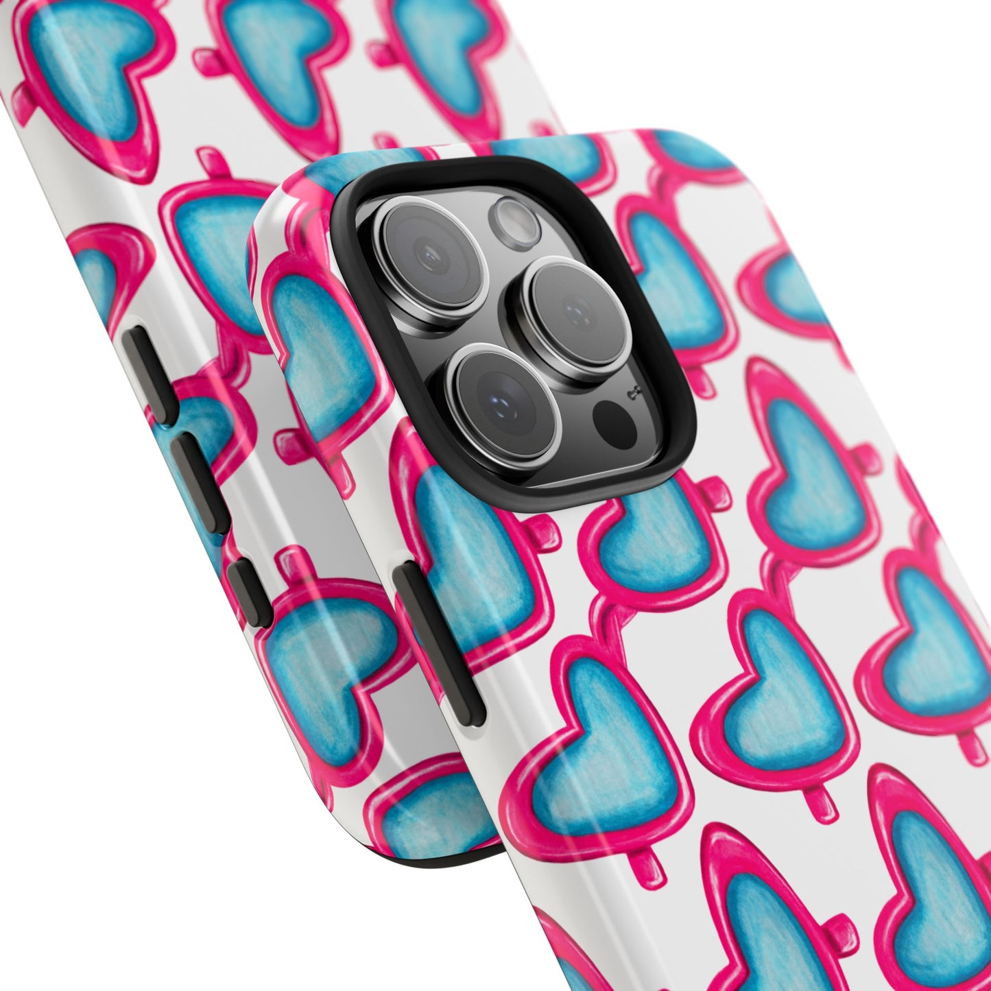 Pink Heart Shaped Sunglasses Watercolor Illustrated Tough Phone Case | Various Models