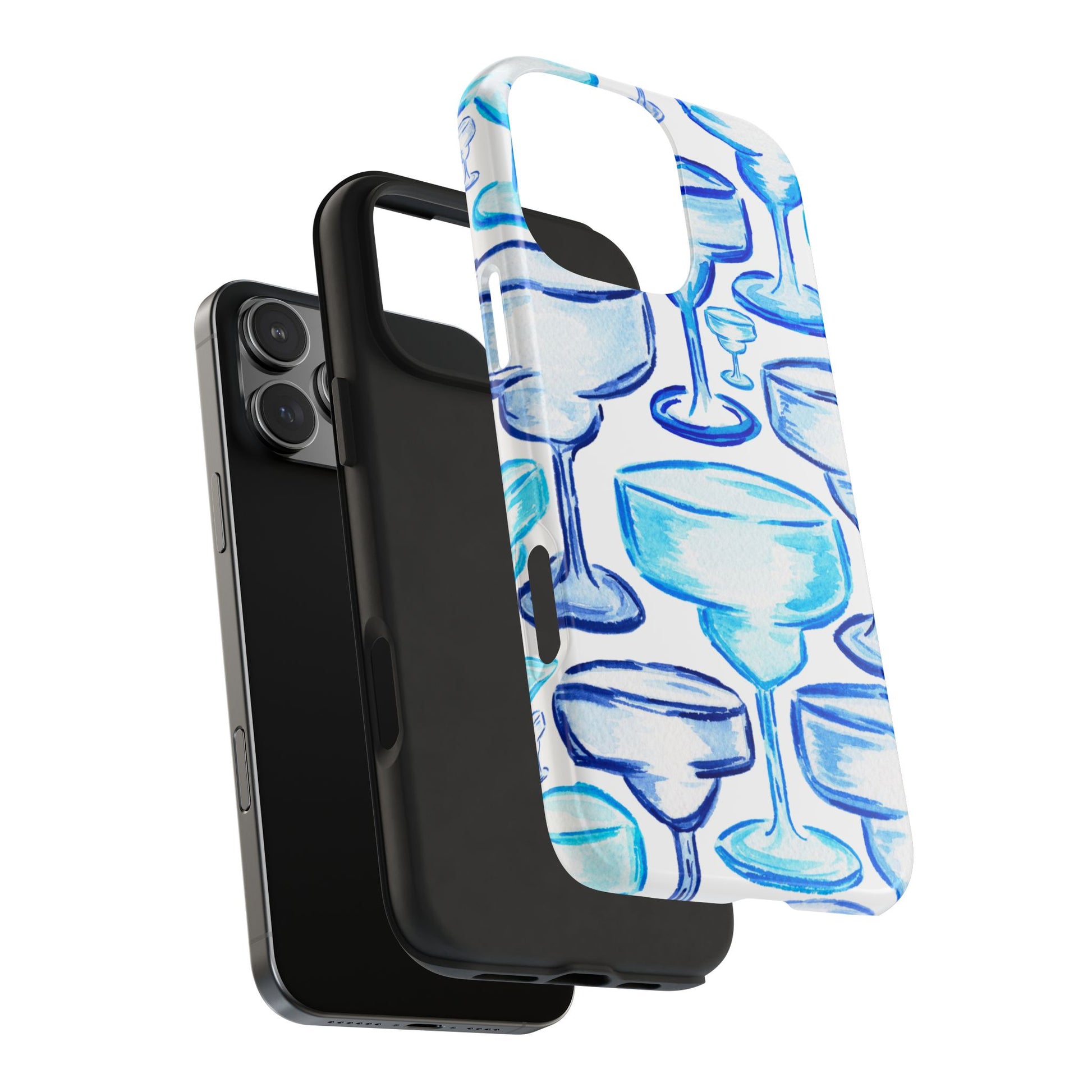 Coastal Shades of Blue Watercolor Margaritas Tough Phone Case | Various Models Available