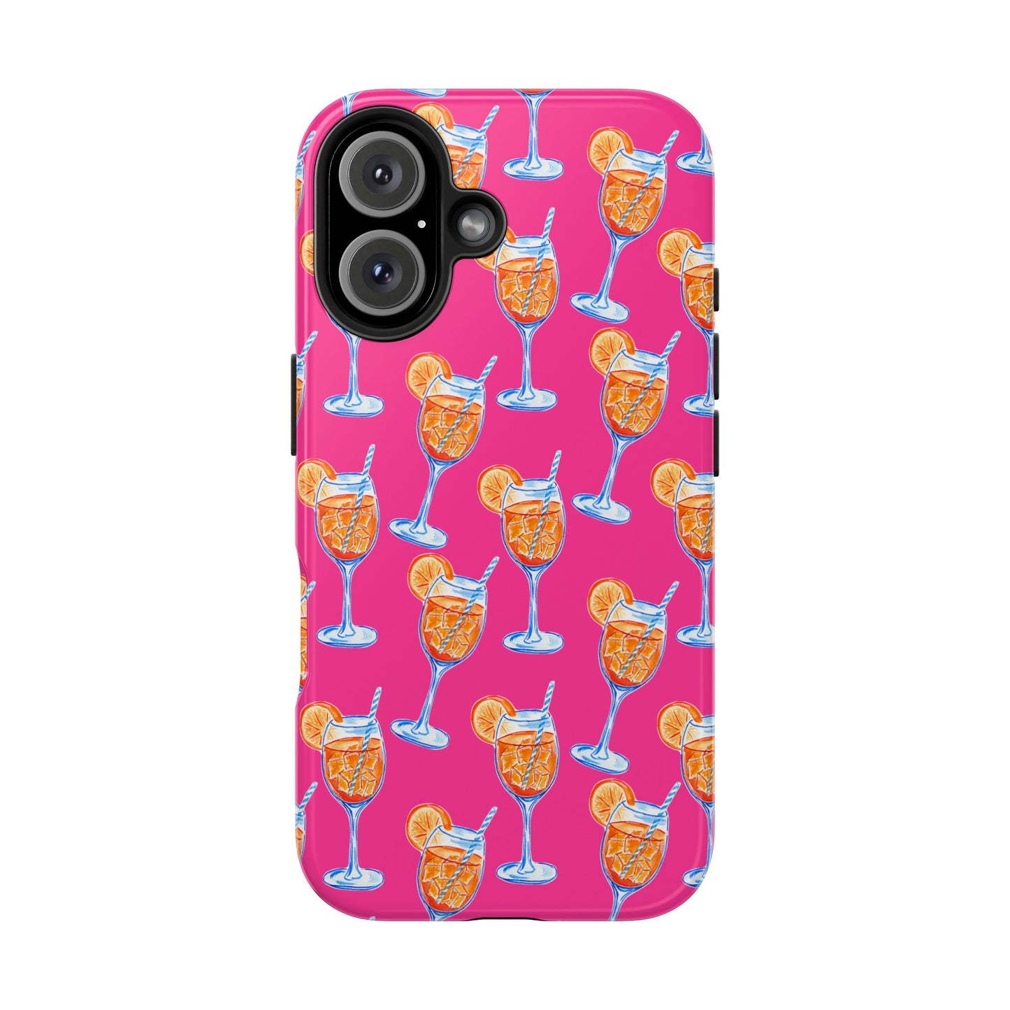 Orange & Blue Aperol Spritz Watercolor Pattern Hot Pink Phone Case | Various Models iPhone 16