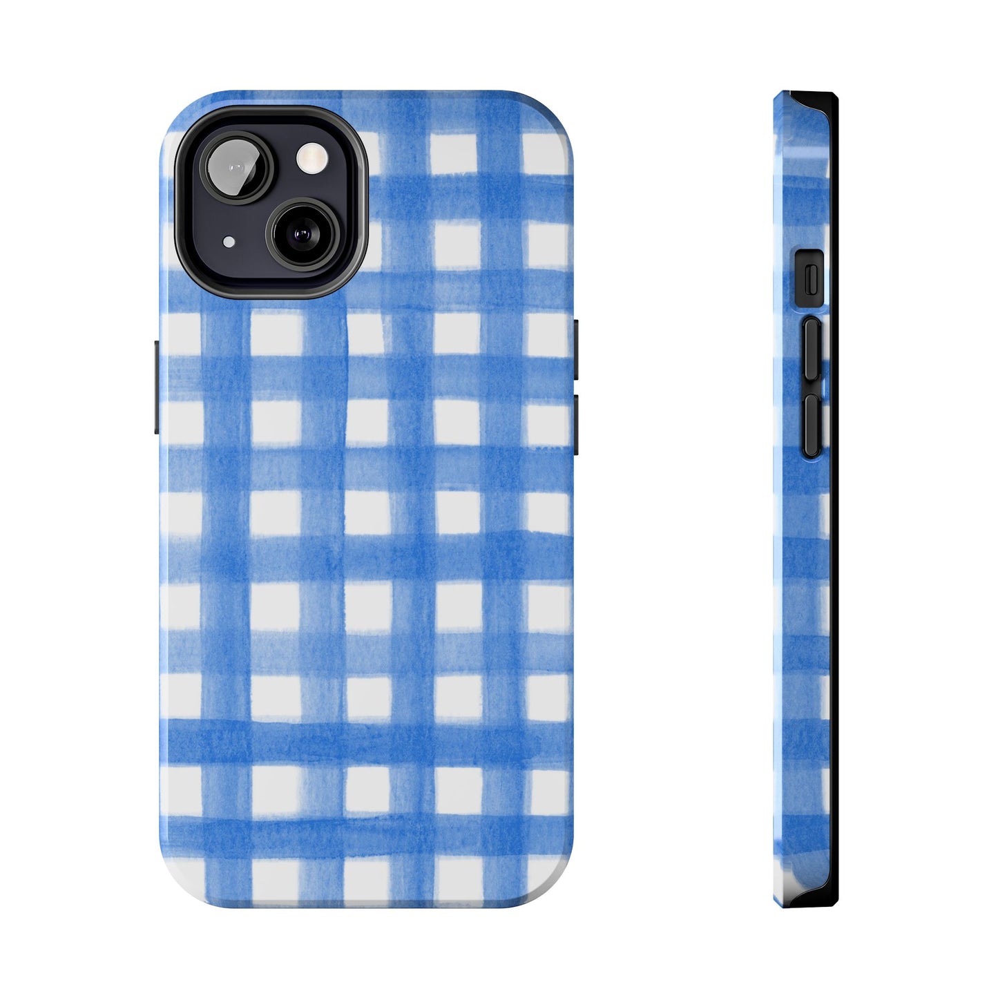 Blue Gingham Watercolor Preppy Tough Phone Case | Various models iPhone 13