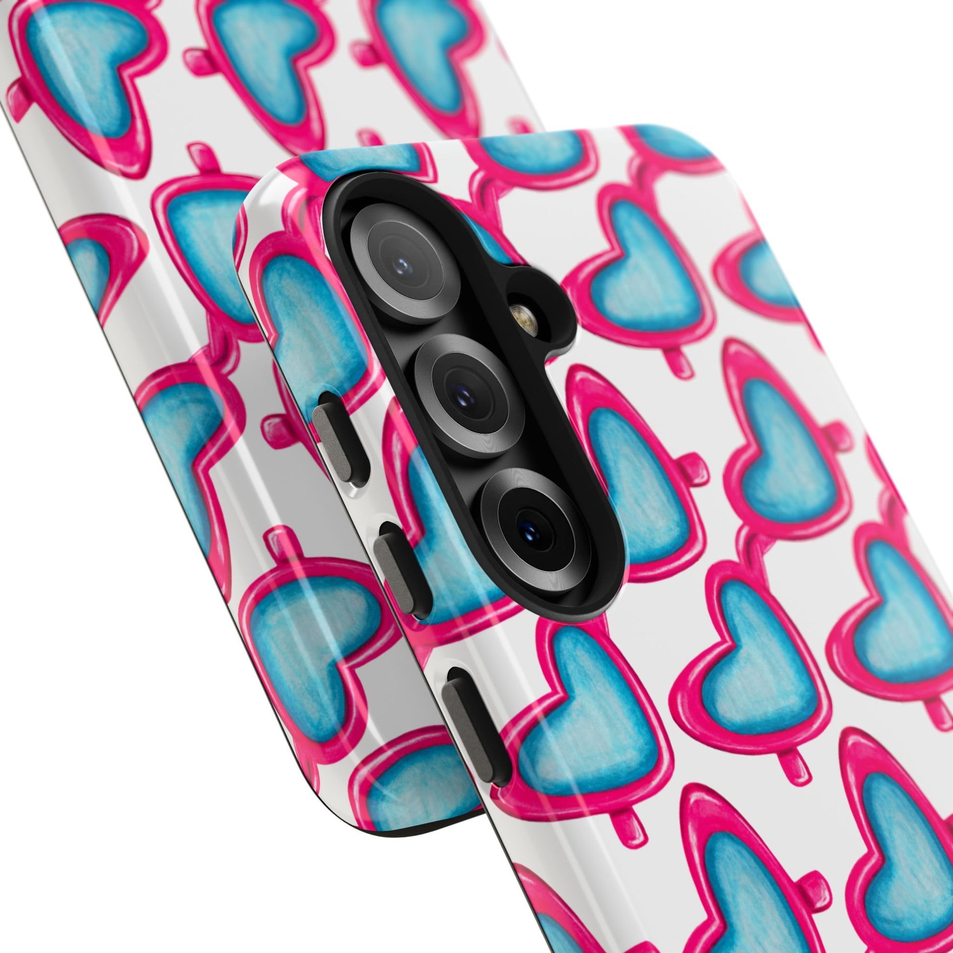 Pink Heart Shaped Sunglasses Watercolor Illustrated Tough Phone Case | Various Models