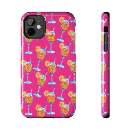 Orange & Blue Aperol Spritz Watercolor Pattern Hot Pink Phone Case | Various Models iPhone 11