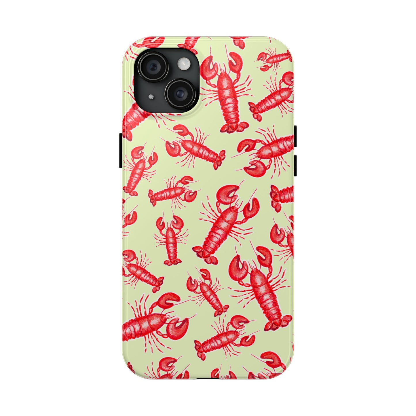 Red Lobster Watercolor Illustrated Tossed Pattern Light Yellow Tough Phone Case | Various Models