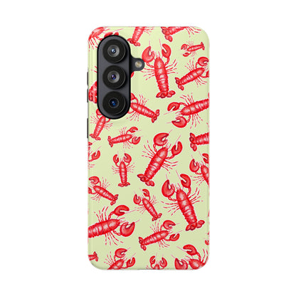 Red Lobster Watercolor Illustrated Tossed Pattern Light Yellow Tough Phone Case | Various Models