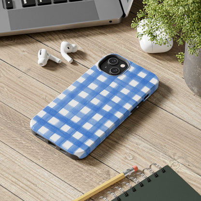 Blue Gingham Watercolor Preppy Tough Phone Case | Various models