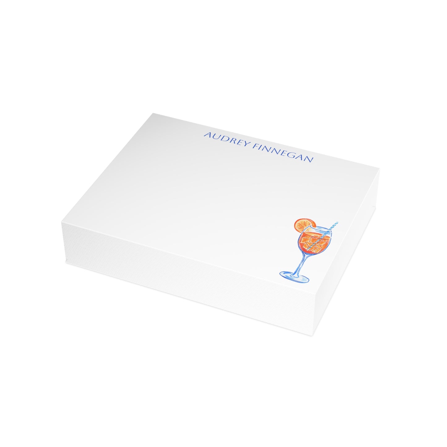 Stationery | Personalized Custom Watercolor Orange & Blue Aperol Spritz Flat Cards with Envelopes | Thank You Bridal Shower Bachelorette