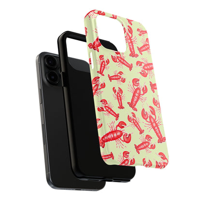 Red Lobster Watercolor Illustrated Tossed Pattern Light Yellow Tough Phone Case | Various Models