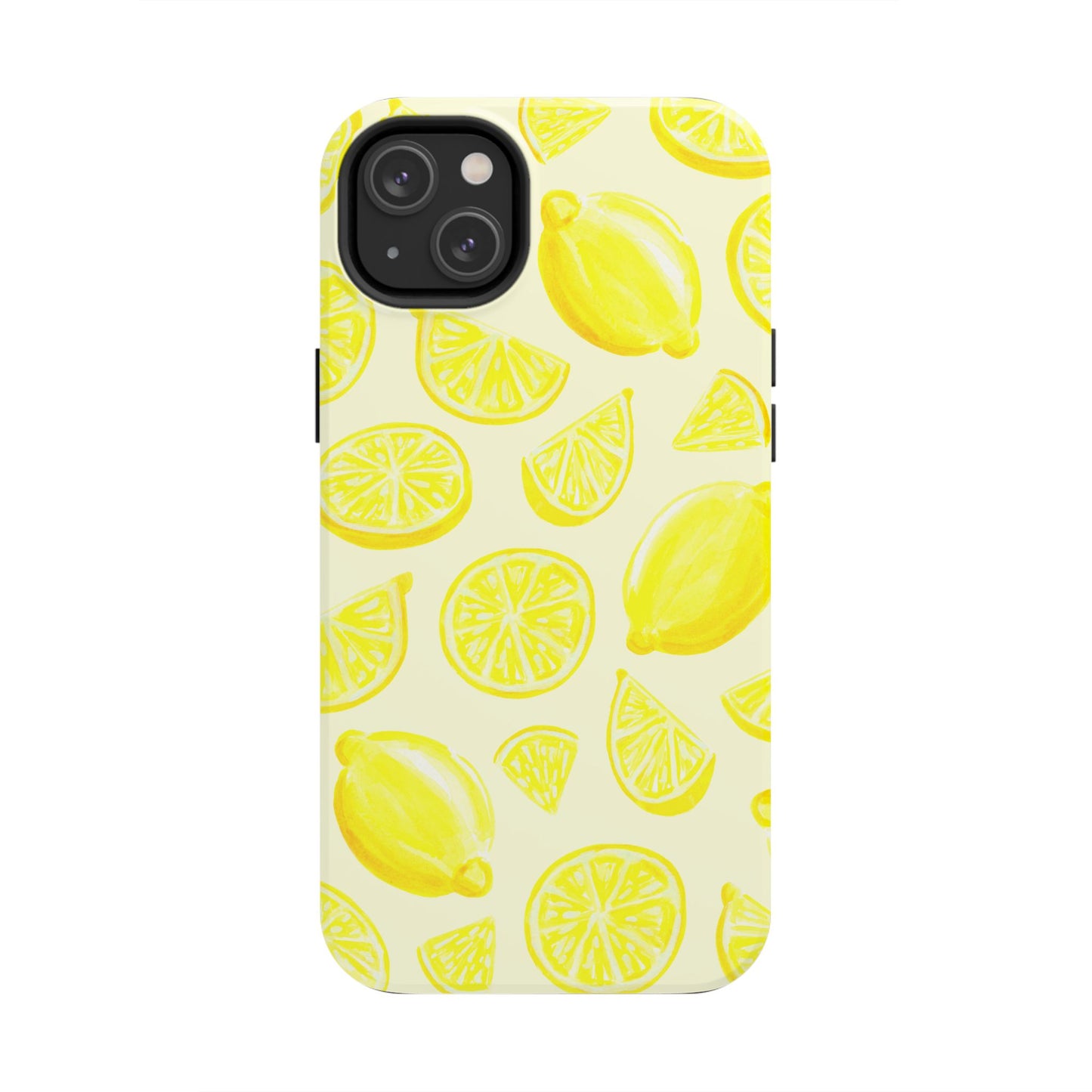 Bright Yellow Lemons Watercolor Illustrated Tossed Pattern Pale Yellow Tough Phone Case | Various Models