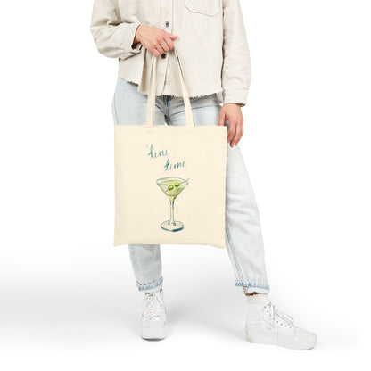 Canvas Book Tote | Tini Time Blue & Green Martini Watercolor Farmers Market Tote | Bachelorette Gift Hostess