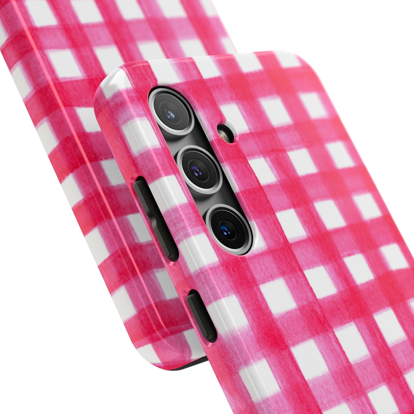 Hot Pink Gingham Watercolor Preppy Tough Phone Case | Various models