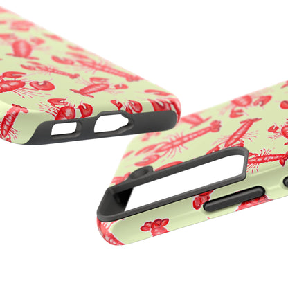 Red Lobster Watercolor Illustrated Tossed Pattern Light Yellow Tough Phone Case | Various Models