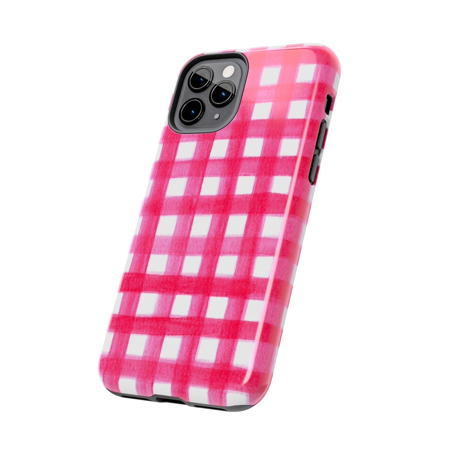 Hot Pink Gingham Watercolor Preppy Tough Phone Case | Various models