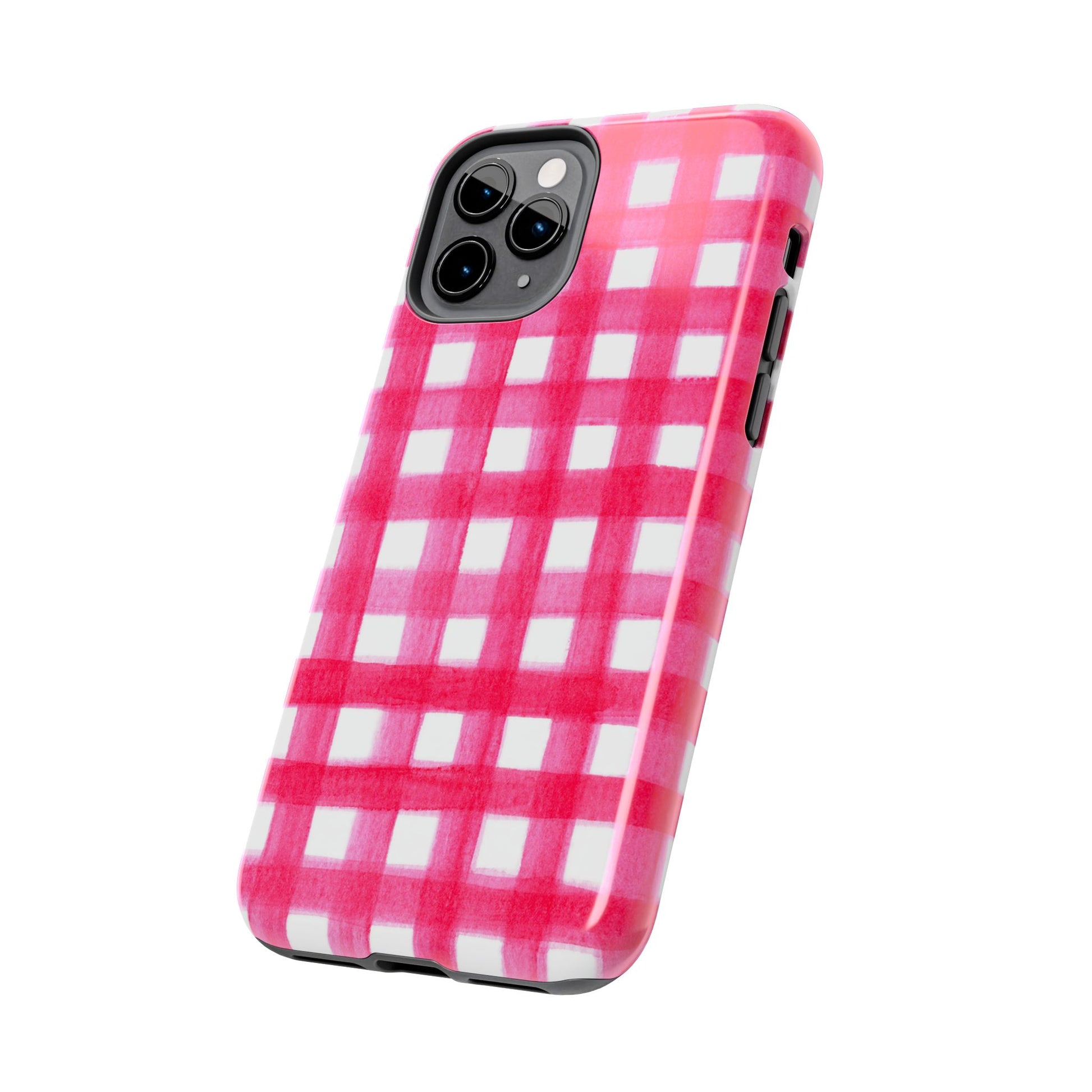 Hot Pink Gingham Watercolor Preppy Tough Phone Case | Various models