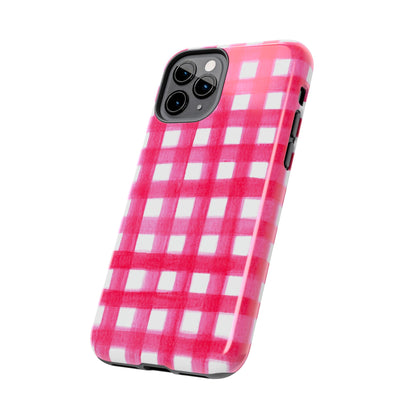 Hot Pink Gingham Watercolor Preppy Tough Phone Case | Various models