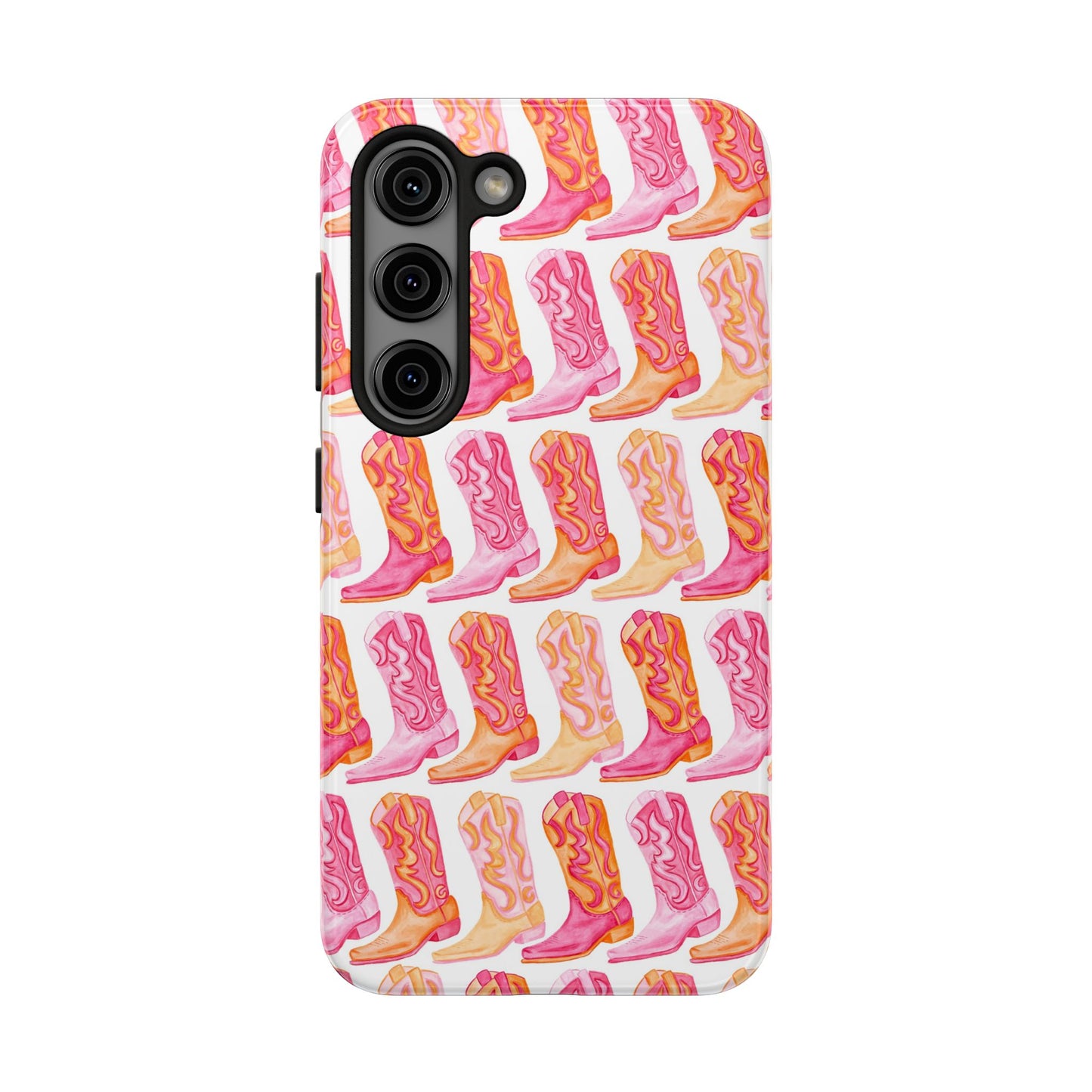 Rows of Hot Pink & Orange Cowboy Boots Tough Phone Cases | Various Models Available