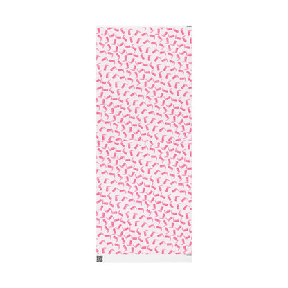 Gift Wrap | Watercolor Hot Pink Cowboy Boots Tossed Pattern | Matte or Glossy 30" x 72" Matte