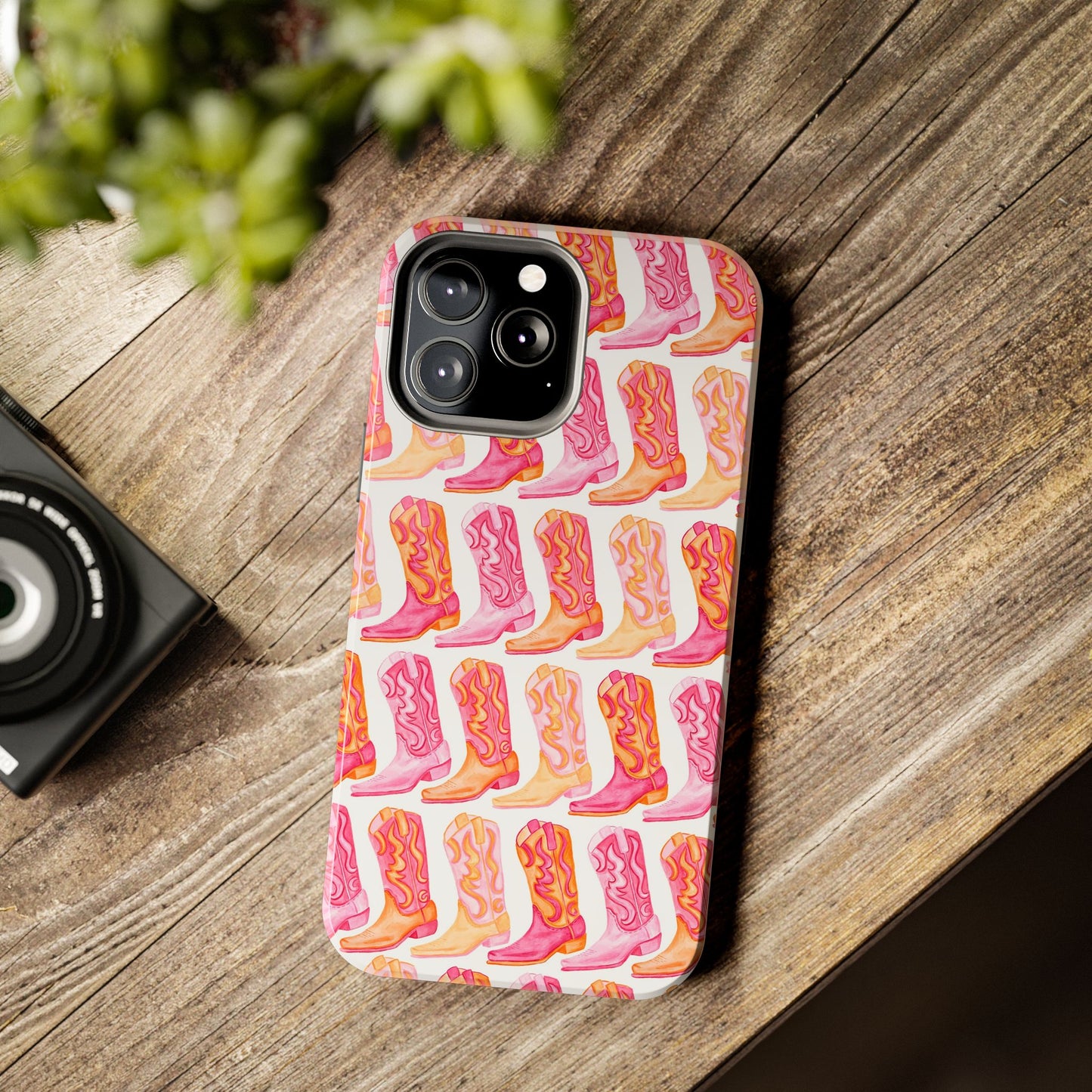 Rows of Hot Pink & Orange Cowboy Boots Tough Phone Cases | Various Models Available