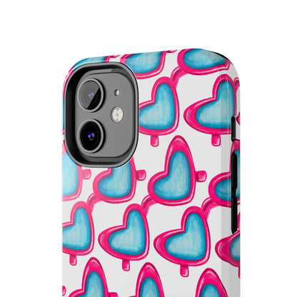 Pink Heart Shaped Sunglasses Watercolor Illustrated Tough Phone Case | Various Models