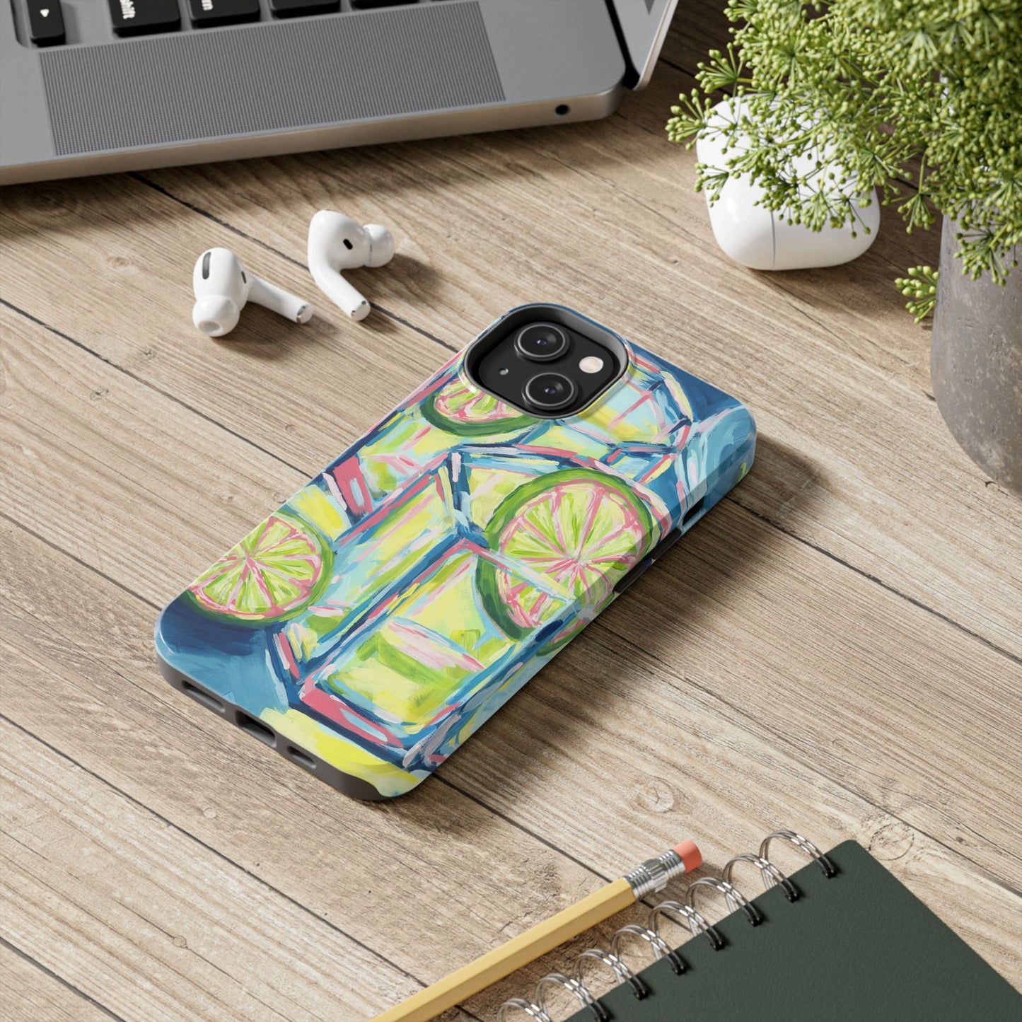 Pink Lime Green Yellow Margaritas Acrylic Tough Phone Case | Various Models Available